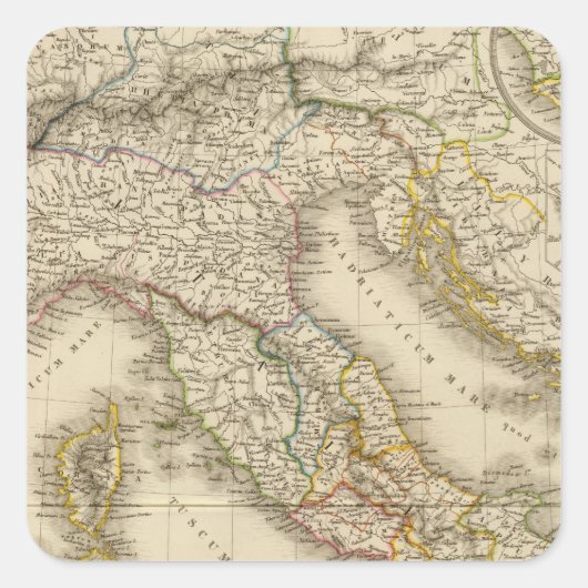Rom Atlas Map Quadratischer Aufkleber (Vorderseite)