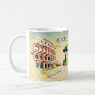 Rom bei Sonnenuntergang – Aquarellkunst für Reisen Kaffeetasse