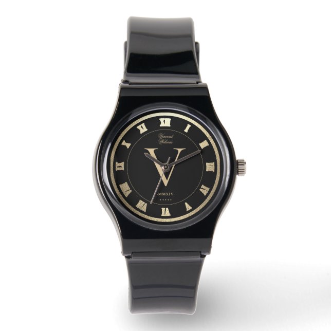 Rom Black Imitate Gold Armbanduhr (Vorderseite)