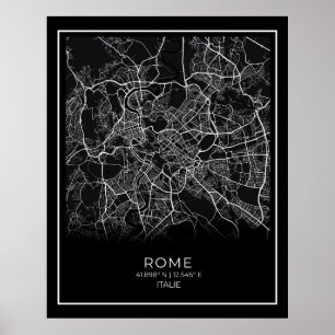 Rom City Map - Rom Black Map Poster