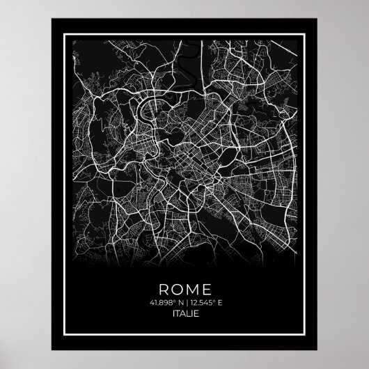 Rom City Map - Rom Black Map Poster (Vorne)