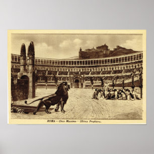 Rom Colosseum, Christen und Löwen Poster