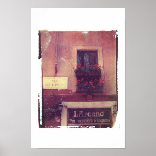 Rom-Fenster mit Geranien Poster (Vorne)