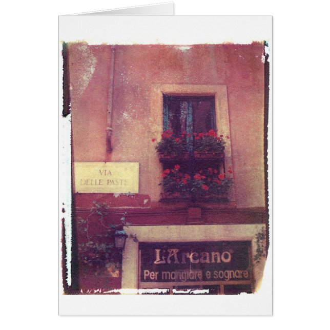 Rom-Fenster mit Pelargonien (Vorne)