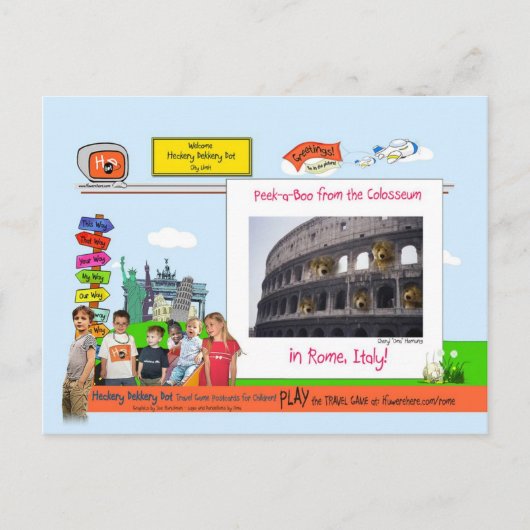 Rom! Flüchtige Blick-a-Boo aus dem Kolosseum! Postkarte (Vorderseite)