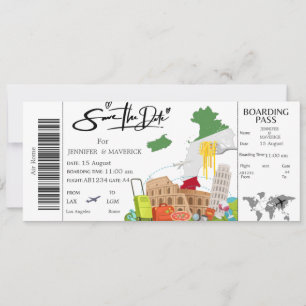 Rom Flugticket Save-the-Date Ticket Einladung