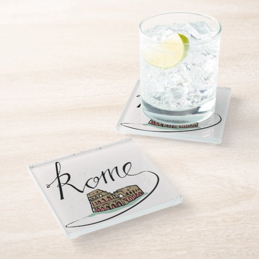 Rom-Handbriefgestaltung Glasuntersetzer (Schrägansicht)