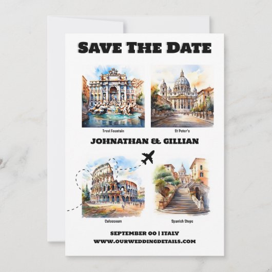 Rom Hochzeit in Urlaubsort Sehenswürdigkeiten Foto Save The Date (Vorderseite)