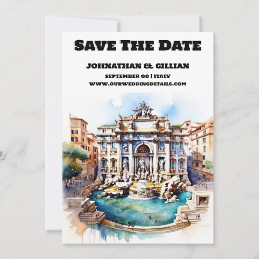 Rom Hochzeit speichern Sie das Datum trevi Brunnen Save The Date (Vorderseite)