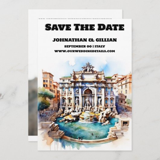 Rom Hochzeit speichern Sie das Datum trevi Brunnen Save The Date (Vorne/Hinten)
