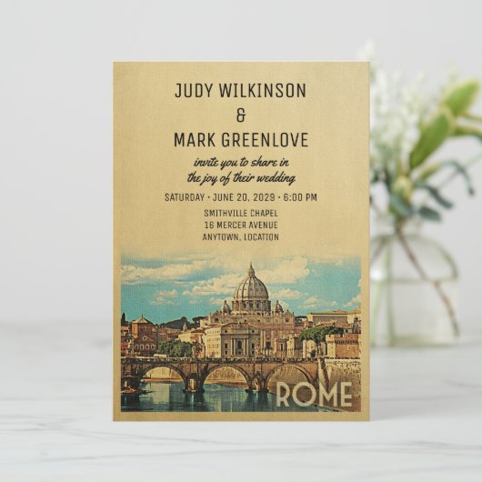 Rom Hochzeitseinladung Italien Einladung (Stehend Vorderseite)