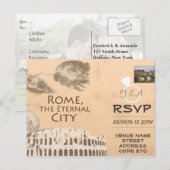 Rom Hochzeitsfeier RSVP Einladung mit Foto Postkarte (Vorne/Hinten)