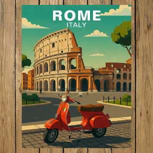 Rom Italien Antikes Kolosseum & Retro-Roller Postkarte