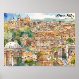 Rom Italien Aquarellmalerei Panoramablick Poster
