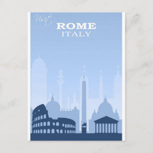 Rom Italien Blau Vintage Reiseplakat Postkarte