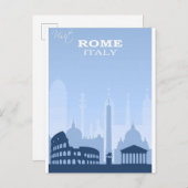 Rom Italien Blue Vintage Travel Poster Postkarte (Vorne/Hinten)