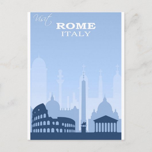 Rom Italien Blue Vintage Travel Poster Postkarte (Vorderseite)