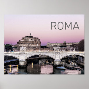 Rom Italien Castel Sant'Angelo Brücke Sonnenunterg Poster