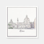 Rom Italien Domes und Obelisk City Scene Ink Sketc Serviette (Vorderseite)