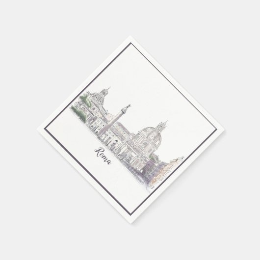 Rom Italien Domes und Obelisk City Scene Ink Sketc Serviette (Ecke)