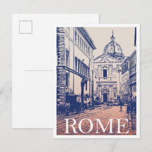 Rom Italien Illustration Kunst vintage Reise Postkarte