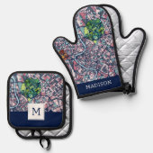 Rom - Italien Karte Ofenhandschuh & Topflappen-Set (Vorderseite/Rückseite)