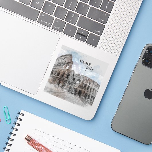 Rom Italien Kolloseum Vintage Aufkleber (Laptop mit iPhone)