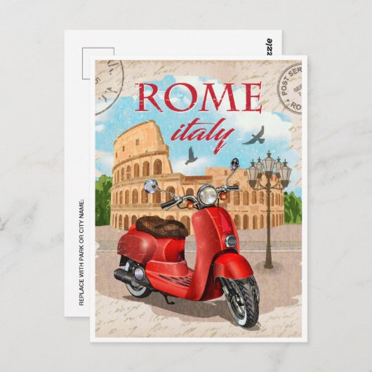 Rom Italien Kolloseum Vintage Stadt Postkarte (Vorne/Hinten)