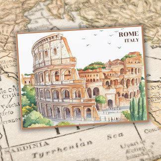 Rom Italien Kolosseum Cartoon für Kunst Postkarte