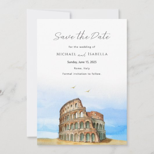 Rom - Italien Kolosseum-Hochzeit in Urlaubsort Save The Date (Vorderseite)