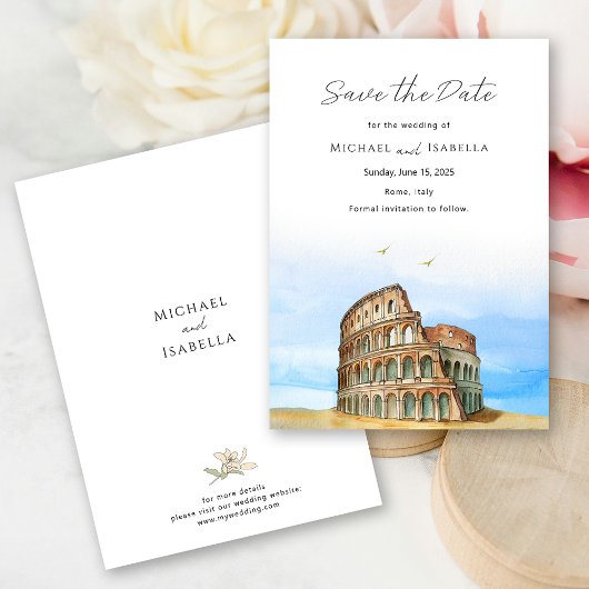 Rom - Italien Kolosseum-Hochzeit in Urlaubsort Save The Date