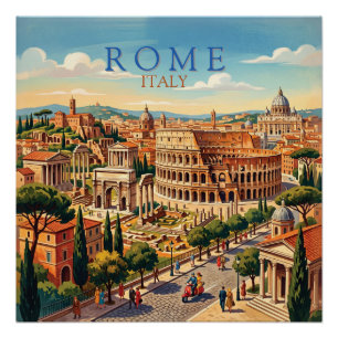 Rom Italien Kolosseum Reise Kunst Vintage Poster