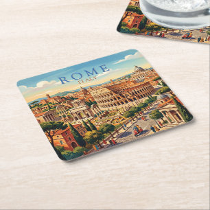 Rom Italien Kolosseum Reise Kunst Vintage Rechteckiger Pappuntersetzer