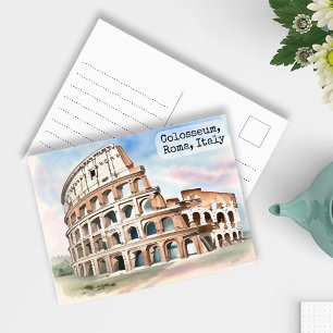 Rom, Italien Kolosseum Vintage Aquarell Reise Postkarte