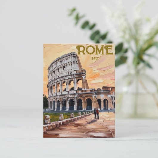 Rom Italien Kolosseum Vintage Art Postkarte (Stehend Vorderseite)