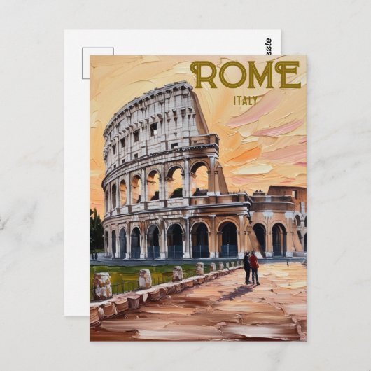 Rom Italien Kolosseum Vintage Art Postkarte (Vorne/Hinten)