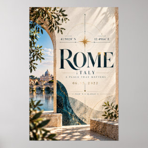 Rom Italien Kompass-Typografie Luxus-Reise-Wand A Poster