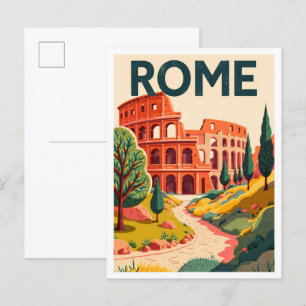 Rom Italien Kunst Vintage Illustration Postkarte
