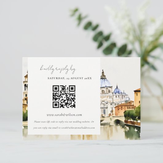 Rom Italien Landschaft Hochzeit QR Code UAWG Begleitkarte (Stehend Vorderseite)