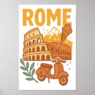 Rom Italien Minimalistische Handgezeichnete Coloss Poster