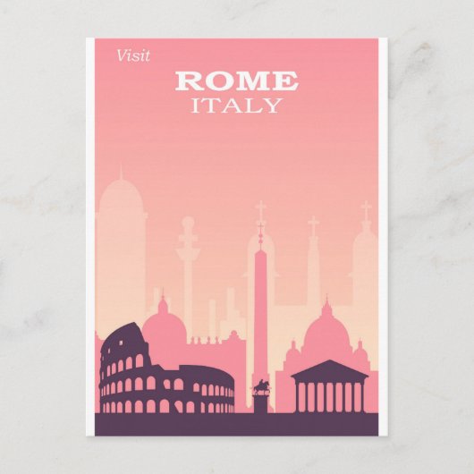 Rom Italien Pink Vintage Reiseplakat Postkarte (Vorderseite)