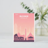 Rom Italien Pink Vintage Reiseplakat Postkarte (Stehend Vorderseite)