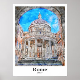 Rom Italien Reisen Wasserfarbenhandzeichnung Poster