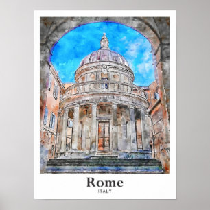 Rom Italien Reisen Wasserfarbenhandzeichnung Poster