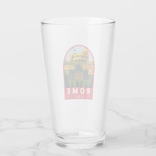 Rom Italien Reiseroute Retro Emblem Glas (Rückseite)
