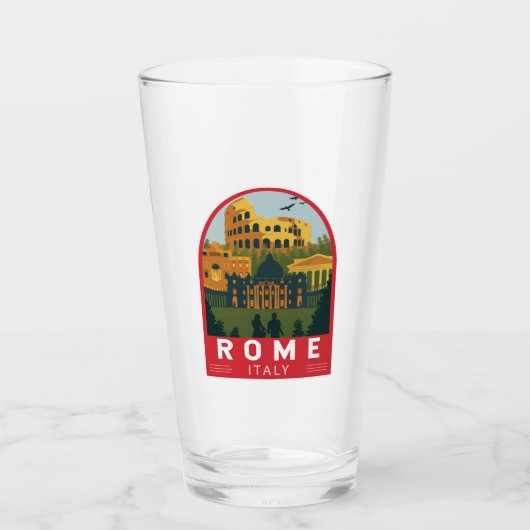 Rom Italien Reiseroute Retro Emblem Glas (Vorderseite)