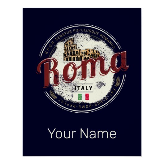 Rom Italien Retro Kolosseum Vintager Urlaub Poster (Vorderseite)