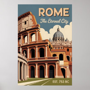 Rom Italien Retro-Silhouette Stadtansicht Reise Poster