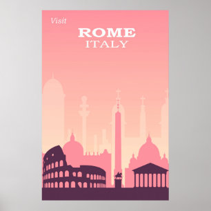 Rom Italien Rosa Vintage Poster