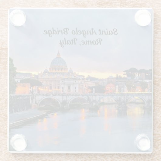 Rom, Italien - Saint-Angelo-Brücke, Glasuntersetzer (Rückseite)